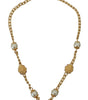 Dolce & Gabbana Gold Tone Floral Crystals Pink Embellished Necklace