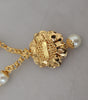 Dolce & Gabbana Gold Tone Floral Crystals Pink Embellished Necklace