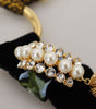 Dolce & Gabbana Gold Brass Sicily Crystal Robe Statement Necklace