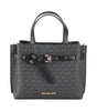 Michael Kors Emilia Small Black Signature PVC Satchel Crossbody Handbag Purse