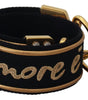 Dolce & Gabbana Black Gold Logo Print Brass Bag Shoulder Strap