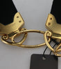 Dolce & Gabbana Black Gold Logo Print Brass Bag Shoulder Strap