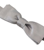Dolce & Gabbana Gray Silk Adjustable Men Neck Papillon Bow Tie