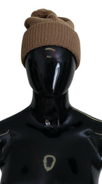 Dolce &amp; Gabbana Elegant Camel Knit Beanie with Fur Accent