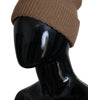 Dolce &amp; Gabbana Elegant Camel Knit Beanie with Fur Accent