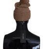Dolce &amp; Gabbana Elegant Camel Knit Beanie with Fur Accent