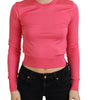 Dolce & Gabbana Pink Silk Cropped Crewneck Pullover Sweater