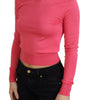 Dolce & Gabbana Pink Silk Cropped Crewneck Pullover Sweater