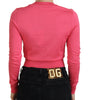 Dolce & Gabbana Pink Silk Cropped Crewneck Pullover Sweater