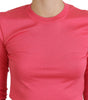 Dolce & Gabbana Pink Silk Cropped Crewneck Pullover Sweater