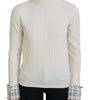 Dolce & Gabbana Ivory Turtleneck Distressed Cuff Pullover Sweater