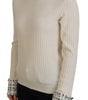 Dolce & Gabbana Ivory Turtleneck Distressed Cuff Pullover Sweater