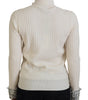 Dolce & Gabbana Ivory Turtleneck Distressed Cuff Pullover Sweater
