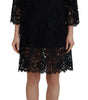Dolce & Gabbana Black Floral Lace Cotton Shift Mini Dress