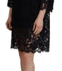 Dolce & Gabbana Black Floral Lace Cotton Shift Mini Dress