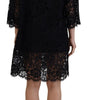 Dolce & Gabbana Black Floral Lace Cotton Shift Mini Dress