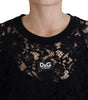 Dolce & Gabbana Black Floral Lace Cotton Shift Mini Dress