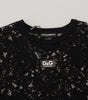 Dolce & Gabbana Black Floral Lace Cotton Shift Mini Dress