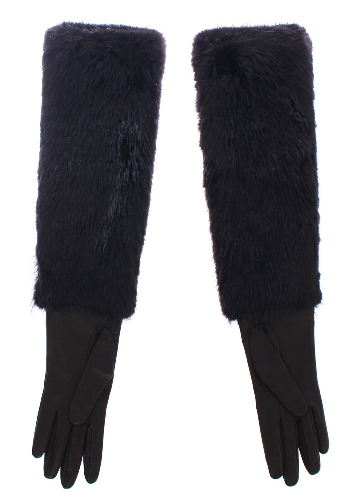 Gants élégants en fourrure de castor Dolce &amp; Gabbana, longueur coude
