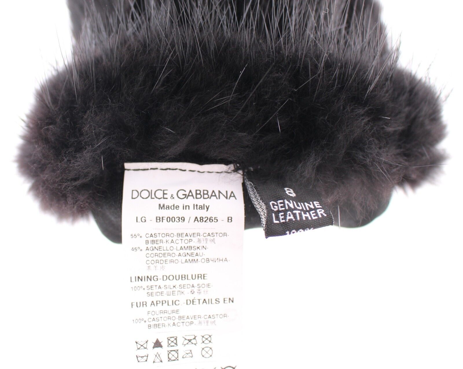 Gants élégants en fourrure de castor Dolce &amp; Gabbana, longueur coude