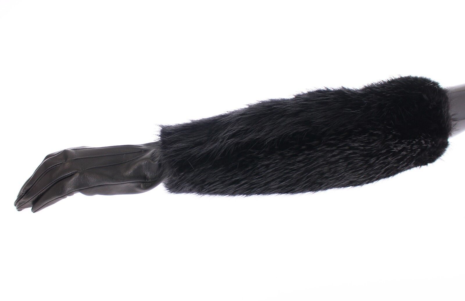 Gants élégants en fourrure de castor Dolce &amp; Gabbana, longueur coude