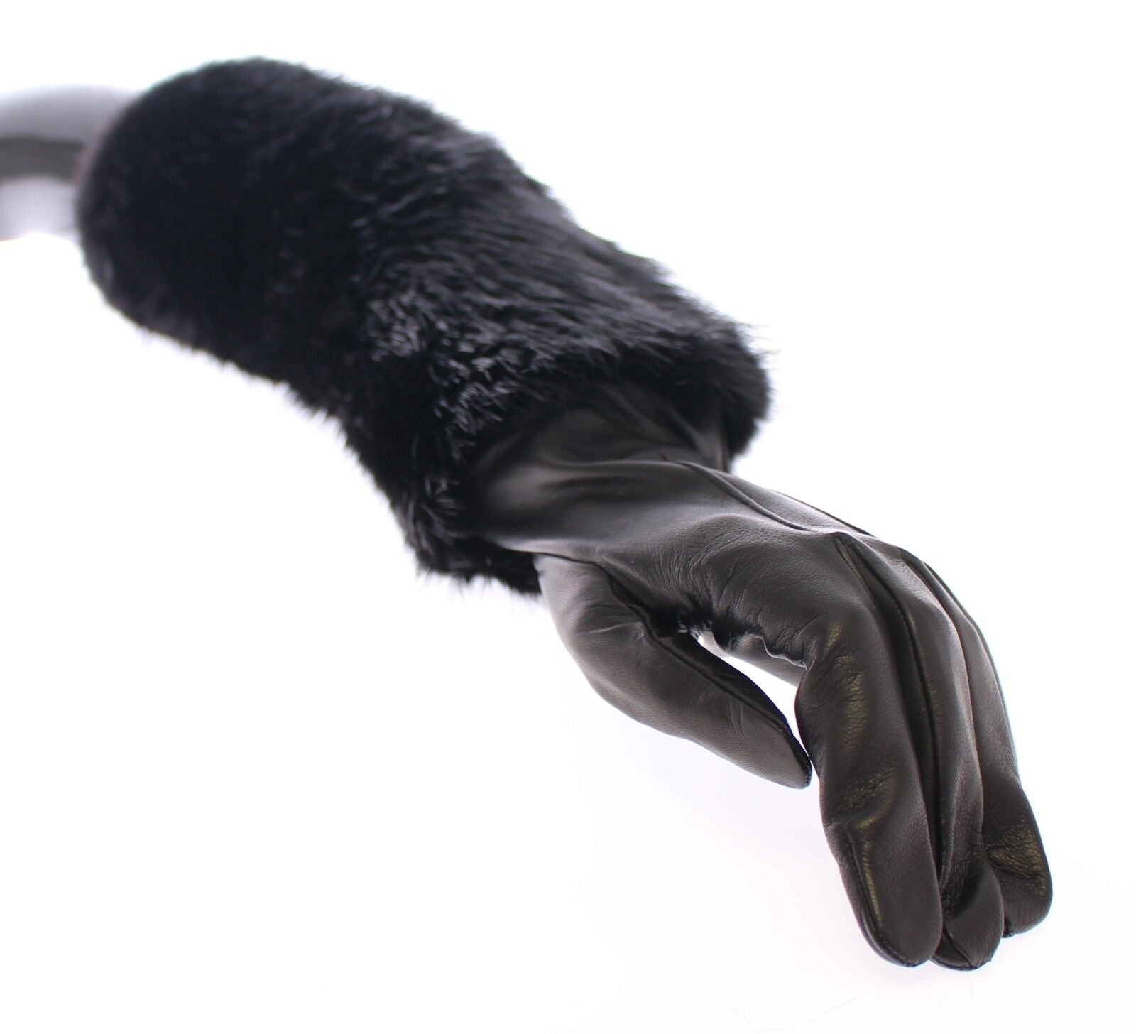 Gants élégants en fourrure de castor Dolce &amp; Gabbana, longueur coude