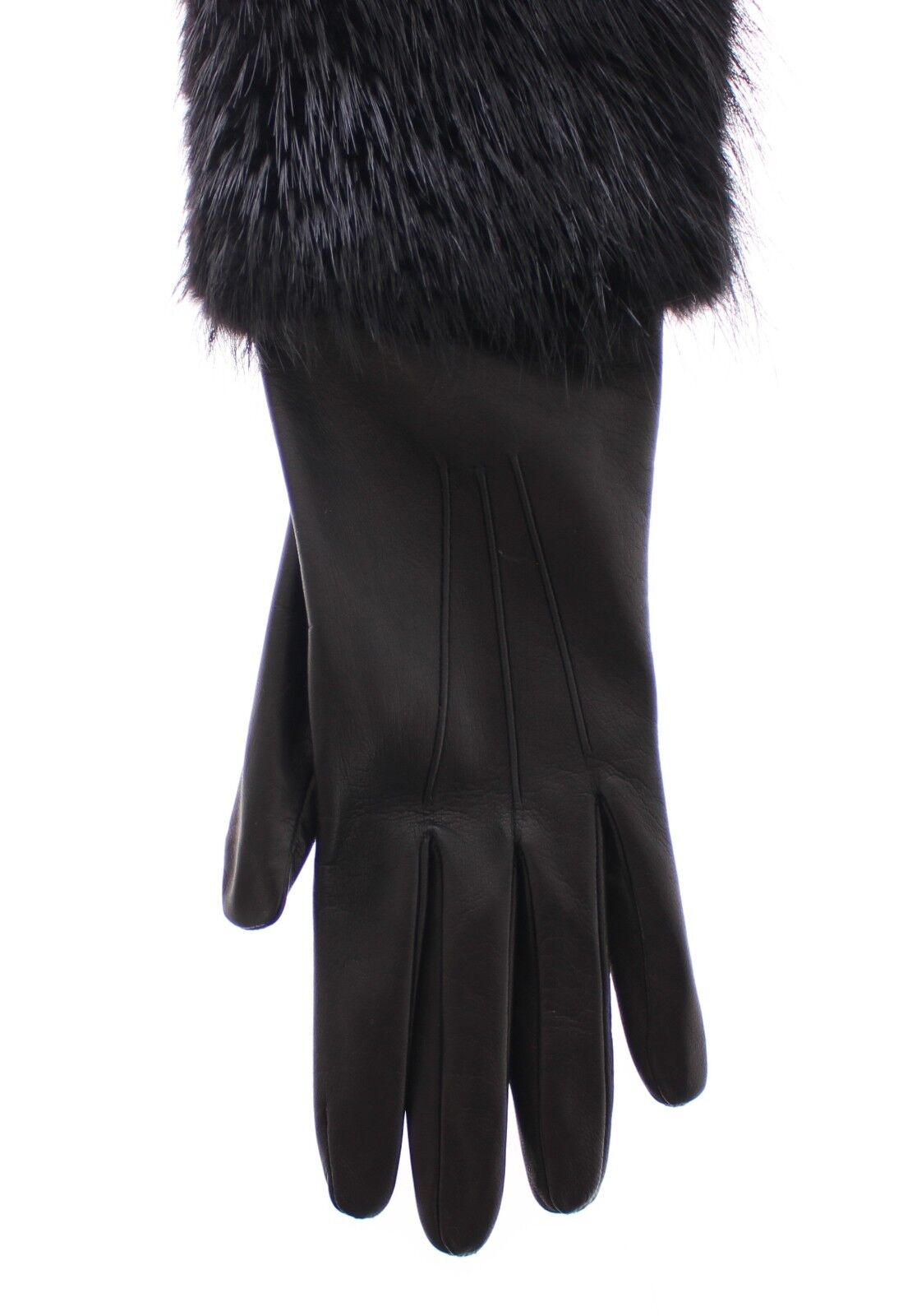 Gants élégants en fourrure de castor Dolce &amp; Gabbana, longueur coude