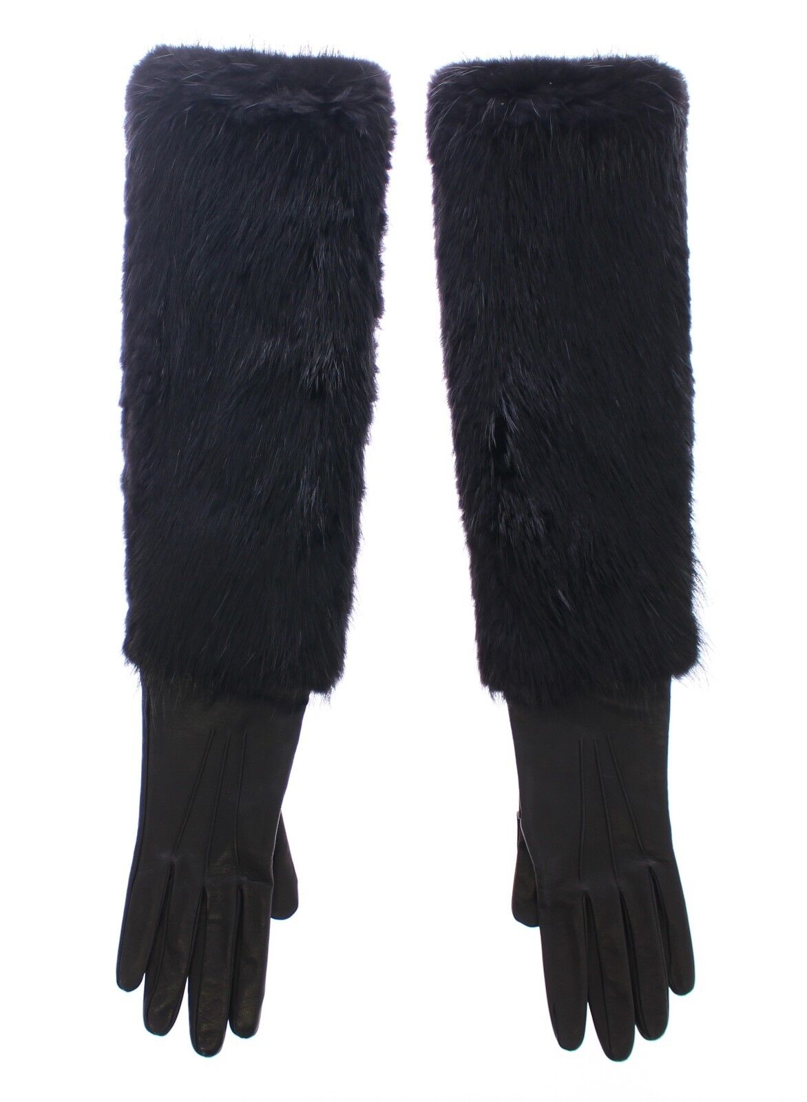 Gants élégants en fourrure de castor Dolce &amp; Gabbana, longueur coude