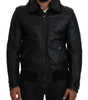 Dolce & Gabbana Black Lamb Leather Collared Men Coat Jacket