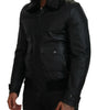 Dolce & Gabbana Black Lamb Leather Collared Men Coat Jacket