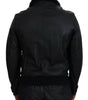 Dolce & Gabbana Black Lamb Leather Collared Men Coat Jacket