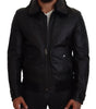 Dolce & Gabbana Black Lamb Leather Collared Men Coat Jacket