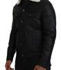 Dolce & Gabbana Black Lamb Leather Collared Men Coat Jacket