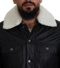 Dolce & Gabbana Black Lamb Leather Collared Men Coat Jacket