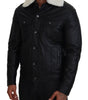 Dolce & Gabbana Black Lamb Leather Collared Men Coat Jacket