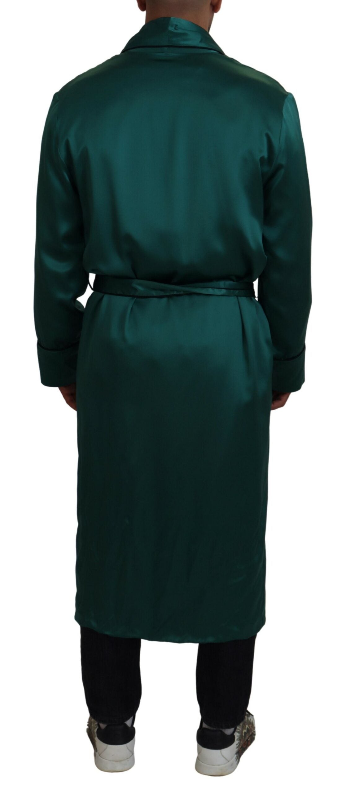 Robe de chambre élégante en soie Dolce & Gabbana en vert luxuriant