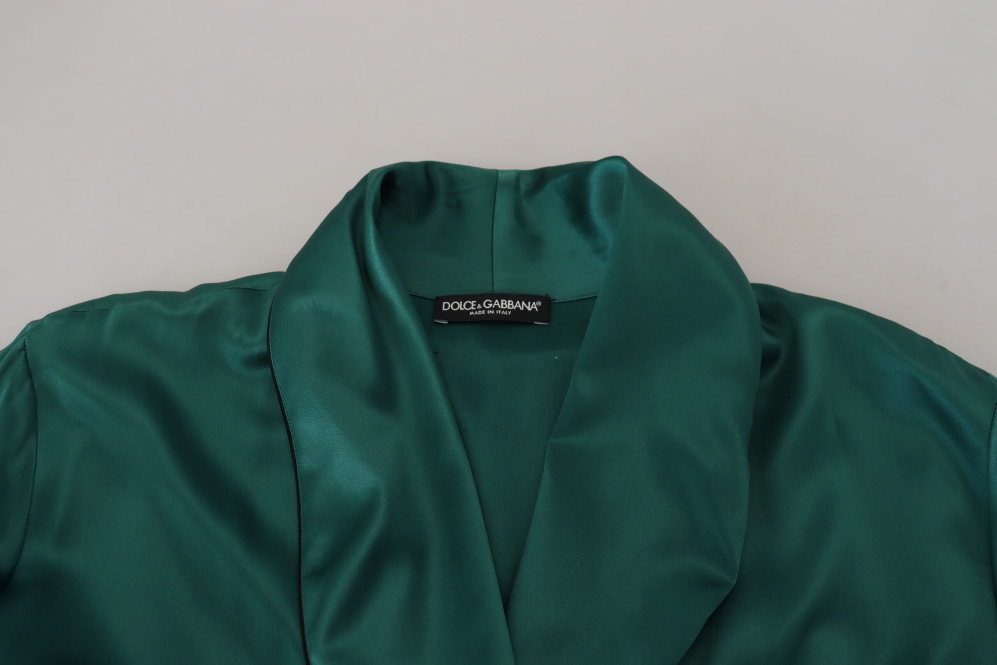 Robe de chambre élégante en soie Dolce & Gabbana en vert luxuriant