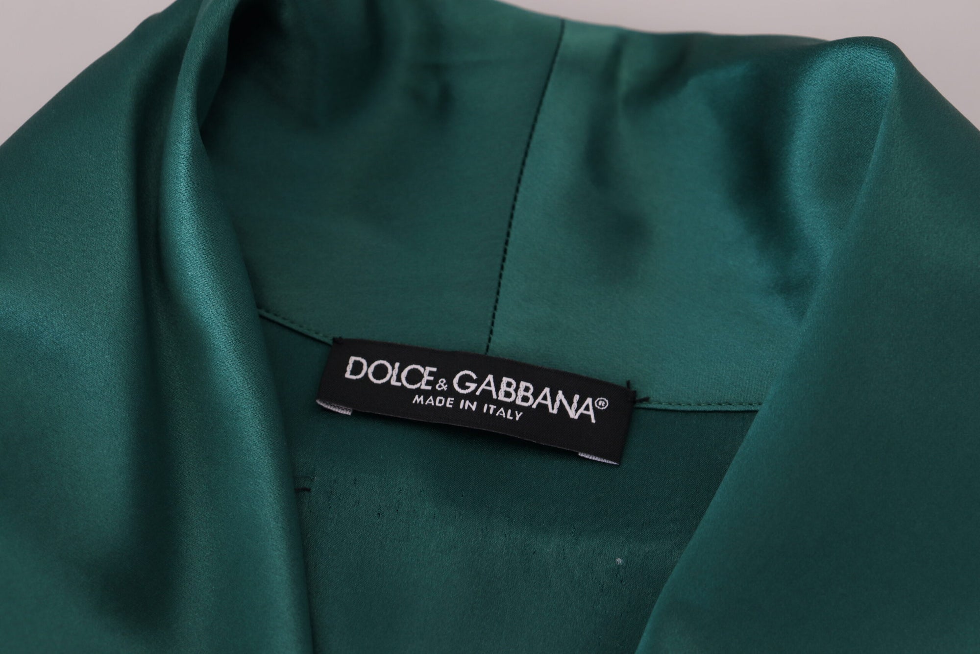 Robe de chambre élégante en soie Dolce & Gabbana en vert luxuriant