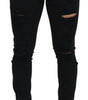 Dolce & Gabbana Black Slim Fit Tattered Denim Cotton Jeans
