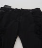 Dolce & Gabbana Black Slim Fit Tattered Denim Cotton Jeans