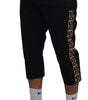 Dolce & Gabbana Black Cotton Elastic Waist DG Logo Cropped Pants