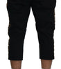 Dolce & Gabbana Black Cotton Elastic Waist DG Logo Cropped Pants