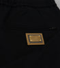 Dolce & Gabbana Black Cotton Elastic Waist DG Logo Cropped Pants