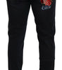 Dolce & Gabbana Black Angel Embroidery Skinny Denim Jeans