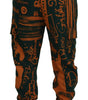 Dolce & Gabbana Multicolor Logo Print Silk Cargo Jogger Pants