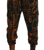 Dolce & Gabbana Multicolor Logo Print Silk Cargo Jogger Pants