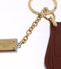Dolce & Gabbana Elegant Brown Leather Keychain with Gold Detailing
