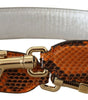 Dolce & Gabbana Orange Crystals Leather Bag Accessory Shoulder Strap