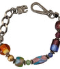 Dolce & Gabbana Multicolor Beaded Silver Chain Bracelet