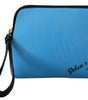 Dolce & Gabbana Blue Logo Print Hand Pouch Leopard Print Toiletry Bag